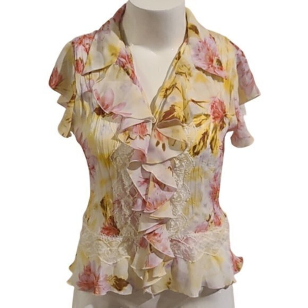 [Cato] Ruffle V-neck Blouse - Size 14